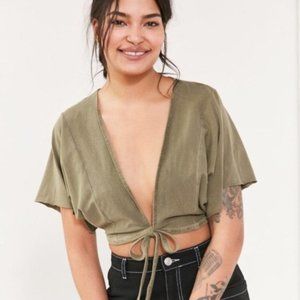 Crop-Tie Top In Olive - image 1